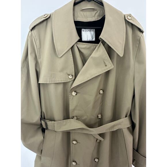 Vintage Woodmere Size 46 Long XL XXL Tall Trench Coat Khaki Removable Liner - Picture 4 of 12